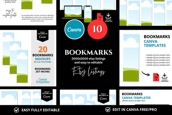 10 Bookmark Etsy Mockup: Professional Design Assets