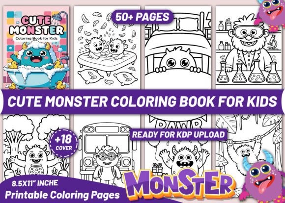 Cute Monster Coloring Book for Kids: Design & Creativity