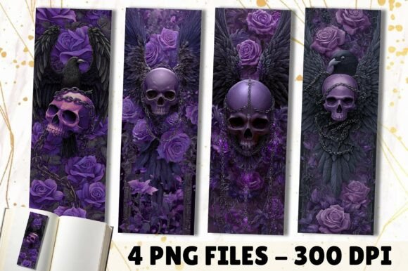Dark Raven Crow Purple Skull Bookmark: A Designer's Asset