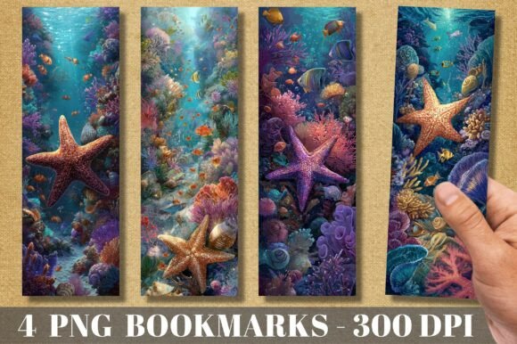 Ocean Coral Reef Starfish Bookmarks: A Designer's Creative Asset