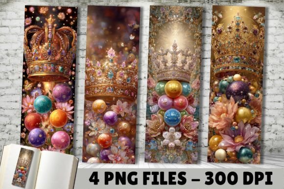 Royal Jewelry Crown Floral Bookmark PNG: Elevate Your Design Projects