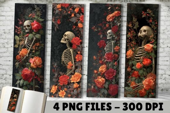 Skeleton Aesthetic Vintage Rose Bookmark: A Design Asset with Timeless Appeal