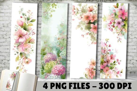 Soft Pastel Watercolor Flower Bookmark: A Design Asset