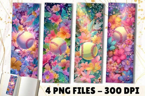Tropical Hibiscus Softball Bookmark: A Fresh Design Asset
