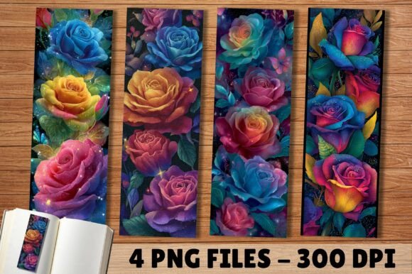 Vibrant Glitter Floral Roses Bookmark: A Design Asset for Impact
