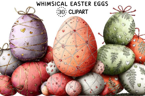 Whimsical Easter Eggs PNG Clipart for Creative Design